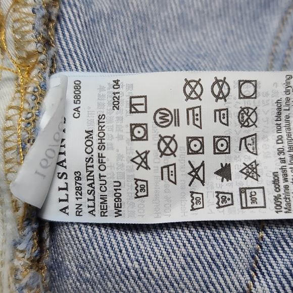 ALL SAINTS Remi Cut Off Frayed Distressed Light/Med Wash Denim Shorts Size 28 - Picture 3 of 15